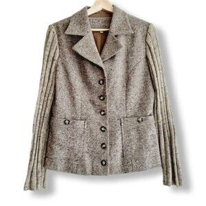HER Energy Wool Blend Mixed Media Button Front Blazer Jacket Sz S